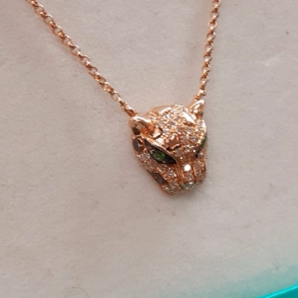 Diamond and Emerald Panther necklace - Picture 3 of 6